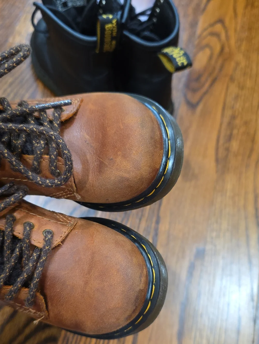 2 Pairs Size 8 Little Kid Dr. Martens Brown and Black Lace-Up Boots